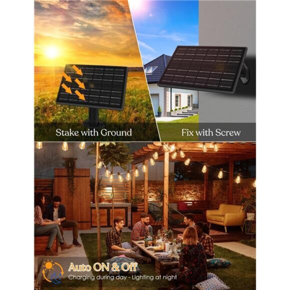 100ft Solar Outdoor String Lights with Remote - USB Rechargeable Solar Powered - Picture 6 of 7